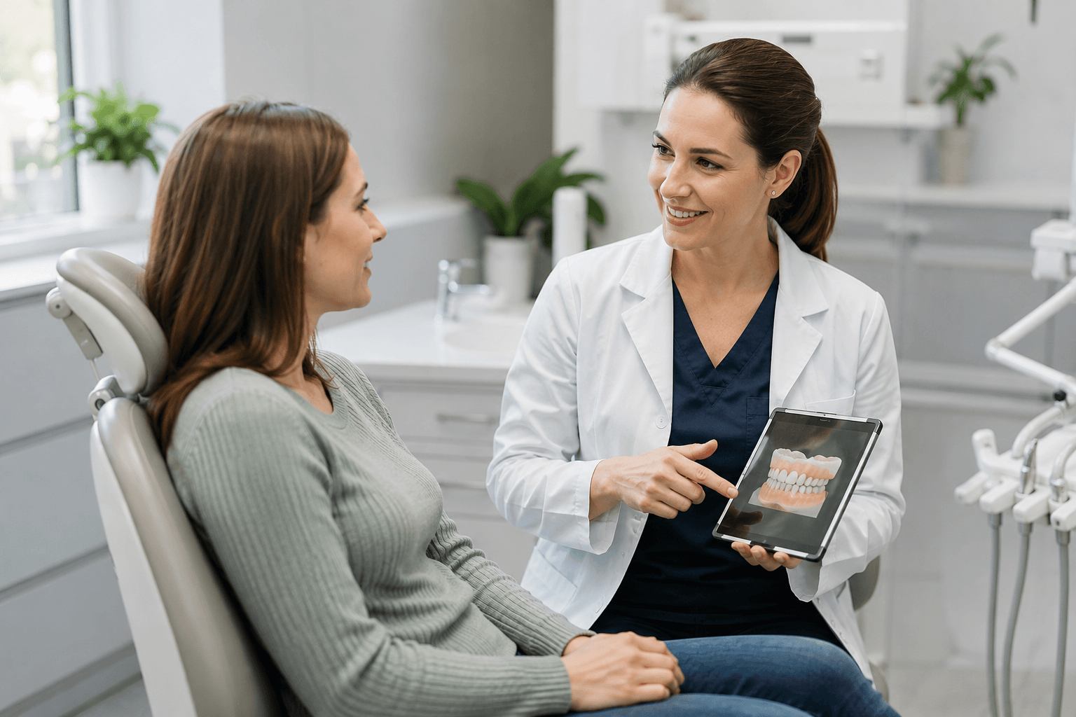 Dentist speaking with a patient about a chipped tooth in Nepean